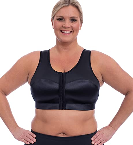 ENELL Women's Full Coverage High Impact Sports Bra (100) (US, Numeric, 5, Regular, Regular, Black)