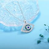 MOONMORY Blue Turkey Evil Eye Necklace 925 Sterling Silver Ojo Turco Necklace for Women Third Eye Lucky Necklace Pendant Gifts for