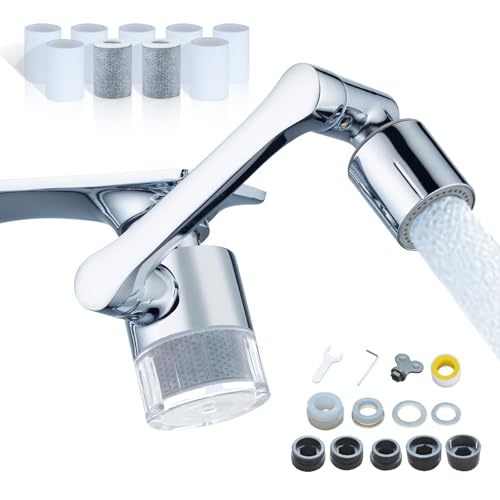 ATQ Sink Faucet Extender Aerator Reduce 99% Lead, Chlorine, 1080° Rotating 2 Modes Spray Attachment for kitchen/Bathroom/Toddlers, 9pcs Filter (Aerator1080)