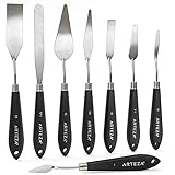 Arteza Palette Knives 8-Pack, Sizes No. 1, 25, 7, 15, 39, 23, 17, 21, Durable Stainless Steel Blade & Break-Resistant Wooden Handle, Art Supplies for Oil & Acrylic Painting