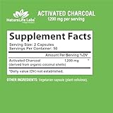 Activated Charcoal Capsules - 1,200 mg Highly Absorbent Helps Alleviate Gas & Bloating Promotes Natural detoxification Derived from Coconut Shells - per Serving - 100 Vegan Capsules