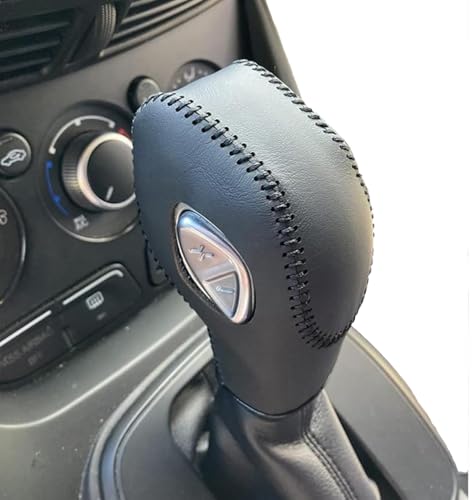 Black Leather Gear Shift Knob Cover for Ford Focus 2012-2016 / Fiesta 2014-2016 / Fusion S / SE 2013-2016 / Fusion Gear Shift Cover