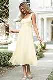 LUXVEER Women's Corset Dress 2025 Summer Casual Sleeveless Boho Beach Sundress Tank Square Neck A Line Midi Wedding Guest Dresses Flowy Milkmaid Dress Beige L