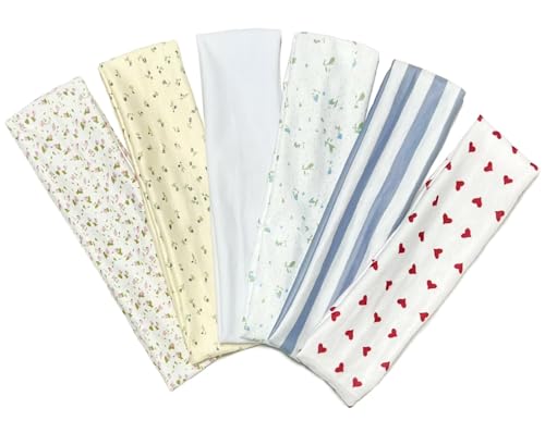 TERSE Fashion Women's Headbands for Short Hair Non Slip Elastic Floral Hairbands, Soft Fabric 2 Inches Thick Stripe Head Bands for Girls, Valentine's Day Heart Headbands