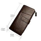 LUKZIJAES Vintage Long Wallet for Men Genuine Leather Zipper RFID Blocking Card Holder with Coin Pocket Mens Clutch Purse (#4-Coffee)