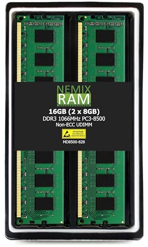 NEMIX RAM 16GB (2X8GB) DDR3 1066MHZ PC3-8500 2Rx8 1.5V 240-PIN Non-ECC UDIMM Unbuffered Desktop Memory KIT