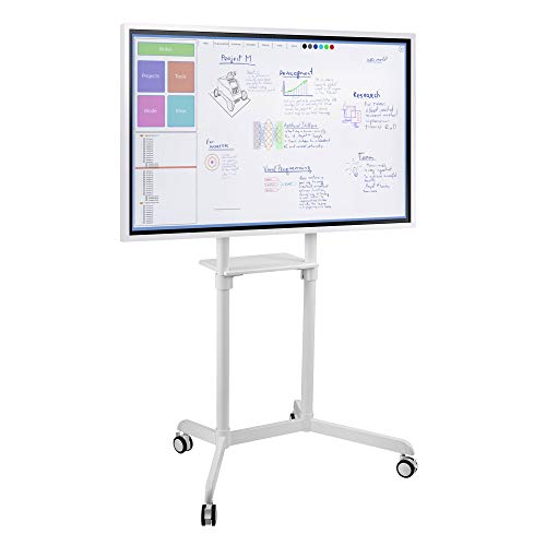 Mount-It! Mobile TV Cart & Digital Whiteboard Stand | Fits 37”-70” Screens, Samsung Flip 2 (WM55R) & Surface Hub 2S | Portrait & Landscape Rotation | Heavy-Duty 154 lbs | VESA 600x400 | Locking Wheels
