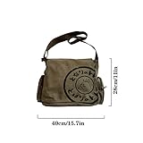 Men's Korean Canvas Bag Men's Shoulder Bag Men's Large Capacity Computer Casual Bag (Military green,One Size)