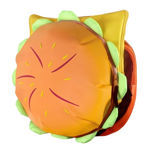 Oxmestus Novelty Cheeseburger Backpack,Funny Yellow Universe Hamburger Backpack,Multi-Compartment Burger Daypack, Ideal for Christmas Gift