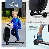 GHSY Scooter Luggage for Kids and Adults,Carry On Foldable Suitcase with Wheels,Multifunctional Ride On Trolley Scooter Case Bags (Black)