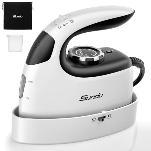 Sundu Mini Iron with Steam,Travel Iron Portable Non-Stick Soleplate Steam Samll Iron for Quilting & Sewing,300 Microsteam Holes,90ml water tank,lockable safety base Machine for Quilting & Sewing