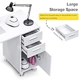 Manicure Table, Nail Tech Desk with Dust Collector, Acetone Resistant Nail Table Station with 4 Dust Bags & Wrist Rest, Beauty Salon Nail Supplies Workstation with Drawers Storage Cabinets, White