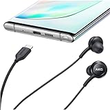 2025 New in-Ear Earbud Stereo Headphones for Samsung Galaxy S24 S23 S22 S21 S20, Note 10, 10+ - Designed by AKG - with Microphone and Volume Remote Type-C Connector-Black