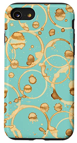 iPhone SE (2020) / 7 / 8 Coffee Stains for Coffee Lover Back to School or Work Aqua Case