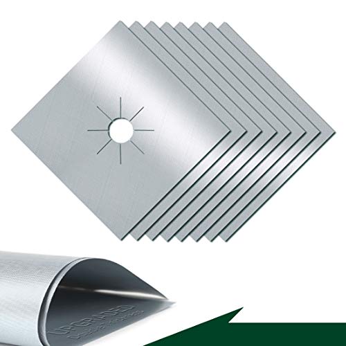 Stove Burner Covers Upgraded Double Thickness Stove Covers for Gas Burners Silver Nonstick Gas Stove Burner Liners Reusable Kitchen Guardian Gas Stove Top Protector (8pcs)