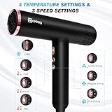 Nicebay Ionic Hair Dryer with Diffuser, Professional Blow Dryer with 3 Attachments, 110000RPM High-Speed Brushless Motor for Fast Drying, Lightweight, Low Noise, 1600W