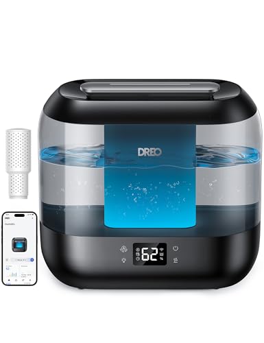 Dreo Humidifiers for Bedroom, Top Fill 4L Smart Cool Mist Humidifier with Oil Diffuser, Cartridge, Nightlight, 36H Runtime, Quiet Ultrasonic Humidifiers for Home, Baby Nursery, Plants, Office, HM311S