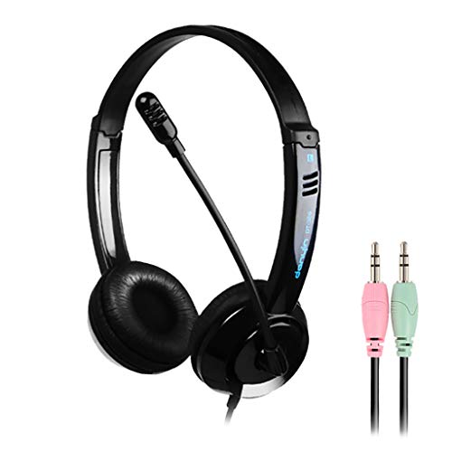 Ouniman Adjustable Gaming Headset, 3.5mm Plug Over-Ear Headphone, 7.1 Surround Sound Earphone with Noise Cancel Mic, Compatible with N-Switch, PS4, Xbox One, Laptops, Tablet(Black Dual Plug)