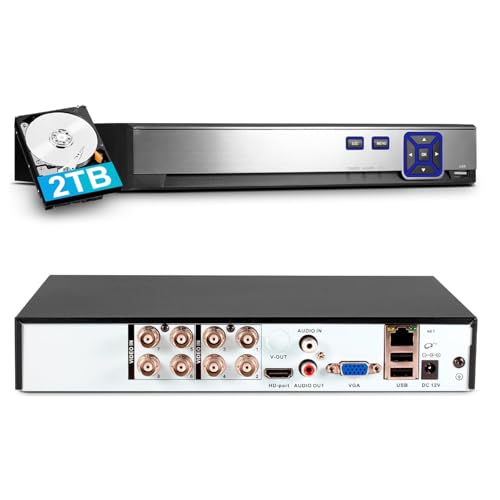 KERUI 5MP 8Channel Security Camera DVR System H.265+ Surveillance DVR Recorder for up to 5MP AHD/TVI/CVI/CVBS/IP Cameras, Remote Access, Smart Playback(with 2TB Hard Drive)