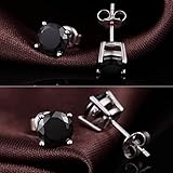 Black Stud Earrings Black Cubic Zirconia Earrings Fake Black Diamond Earrings Women Black Earrings Studs 7mm Black CZ Earrings Black Stone Earrings for Women Silver Black CZ Stud Earrings for Women