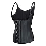 Aecibzo 25 Steel Boned Latex Waist Trainer Vest Workout Corset Body Shaper for Weight Loss (Black, Medium)