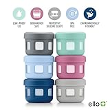 Ello Reusable Plastic Condiment Containers 4oz each with Screw-on Leak Proof Lid 6 Pack | Perfect for Salad Dressing Sauce Dips Lunchbox Picnic Travel Bento Box | BPA-Free | Dishwasher Safe | Sugar