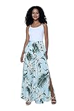 Matchable Couple Hawaiian Luau Wide Legged Pants in Wispy Cereus Light Blue, Women, S/M