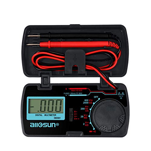 ALLOSUN-EM3081 Digital Multimeter/DMM/Multi Tester Amp/Ohm/Volt Meter/Diode and Continuity Test Pocket Size