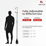 Abahub 1 x 3 Section Carbon Fiber SUP Paddle, Adjustable Stand Up Paddle Lightweight Carbon Shaft