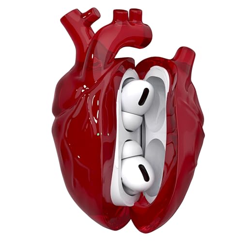 Liquid Silicone AirPods Pro2 Protective Case, Creative Heart Design, Suitable for Apple AirPods Pro2 2nd Generation Charging Case (Red, AirPods Pro1st/Pro2 nd)