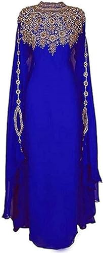 WUBU Kaftan Maxi Dress Evening Gowns Evening Dresses Wedding Cocktail Royal Blue (Style 3)