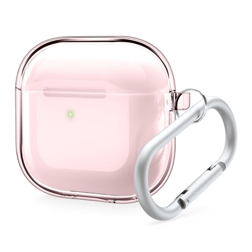 elago Clear Case Compatible with AirPods 4 Case - Compatible with AirPods 4th Generation Case, Carabiner Included, Reduced Yellowing, Wireless Charging, Shock Resistant, Full Protection (Lovely Pink)