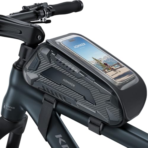 Aomiker Waterproof Bike Frame Bag - [2025 Quick Zipper] Bike Phone Bag with 1.6L Capacity, Bicycle Top Tube Bag, Bike Phone Mount Holder, Cycling Pouch, Bike Accessories for Phones up to 7”