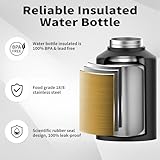 WATERSY 1 Gallon Water Bottle Insulated(Cold for 48 Hrs),BPA Free&Leak Proof,128oz Stainless Steel Water Jug,Big thermos,Large Water Bottle with Handle for Gym,Hiking,Camping&Travel,Black