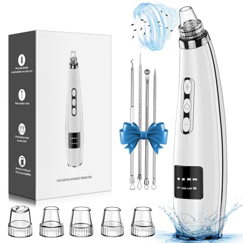 Blackhead Remover Pore Vacuum Upgraded Facial Pore Cleaner Electric Comedone Whitehead Extractor Tool-5 Suction Power,5 Probes,USB Rechargeable Blackhead Vacuum Kit for Women & Men