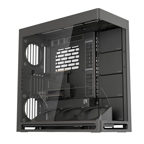 HAVN HS 420 VGPU Dual-Chamber Mid Tower ATX PC Case Black | PCIe 5.0 Vertical GPU Kit, 11x 140mm Fan Slots & 2X 420mm Radiator Support, SimpliCable Cable Management, Tempered Glass, PWM Fan Hub