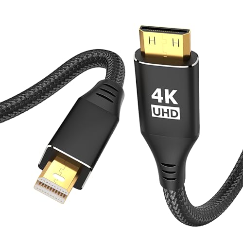4K Mini DisplayPort to Mini HDMI Cable 6Ft, Thunderbolt 2 to Mini HDMI Uni-Directional Cord, Supports 4K@30Hz for MacBook, Surface Pro/Dock to KYY,ARZOPA,VILVA,MNN, Portable Monitor