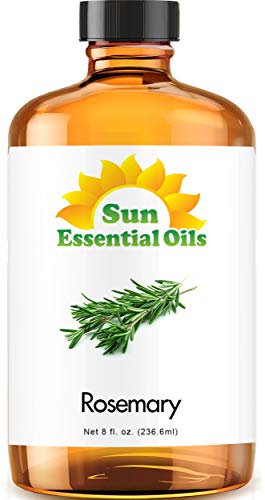 Sun Essential Oils - 8 oz Rosemary Essential Oil for Hair Growth, Skin, Scalp - Drops for Diffuser, Humidifier & Aromatherapy Massage - DIY Candle, Lotion & Shampoo Making - Help Sleep