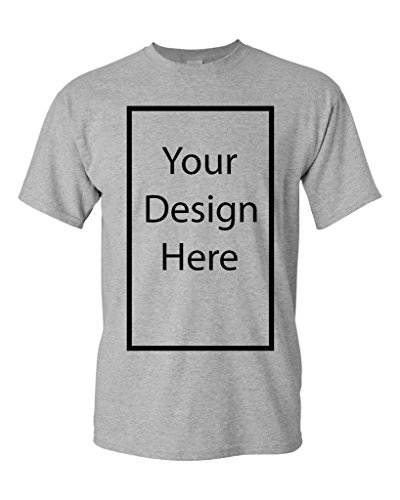 Add Your Own and Text Design Custom Personalized Adult T-Shirt Tee (Medium, Sports Gray)