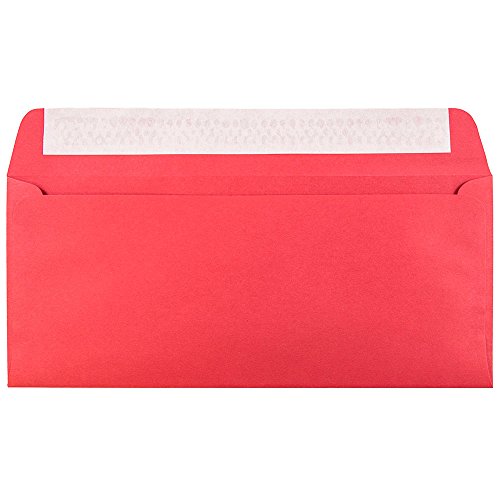 JAM PAPER #10 Business Colored Recycled Envelopes with Peel and Seal Closure - 4 1/8 x 9 1/2 - Red Recycled - Bulk 500/Box