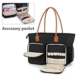 CURMIO Teacher Tote Bag for Women, Large Work Bag for Teachers, Laptop Messenger Bag for School, Black (Bag Only)