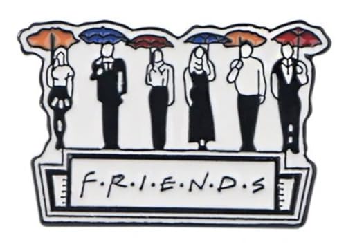 Friends Umbrellas Intro Logo Chandler Bing Matthew Perry Comedy TV Show Joey Rachel Ross Monica Phoebe 1.4" Enamel Pin Badge
