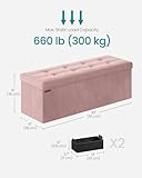 SONGMICS Storage Ottoman Bench, Foldable Ottoman Foot Rest, 15 x 43 x 15 Inches, End of Bed Bench, Storage Chest, Load up to 660 lb, for Living Room, Bedroom, Entryway, Jelly Pink ULSF277R01