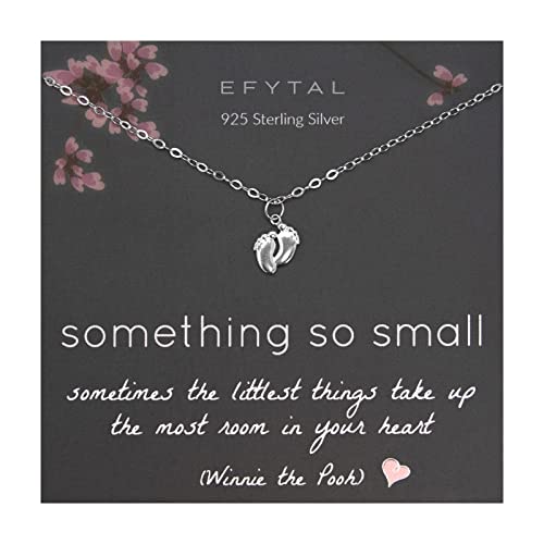 EFYTAL First Mothers Day Gifts for New Mom, Sterling Silver Tiny Baby Feet Necklace, 1st Mothers Day Gift for Mom, Push Presents for New Mother