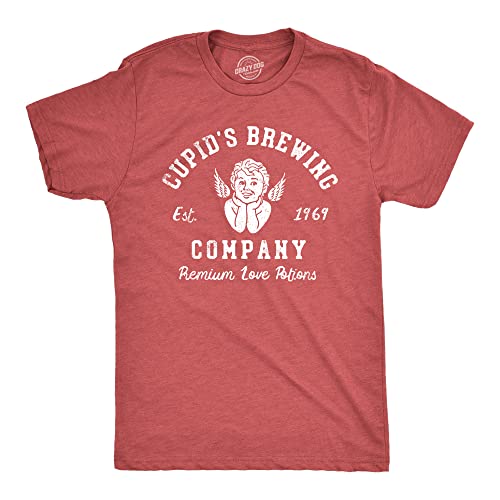 Mens Cupids Brewing Company T Shirt Funny Valentines Day Love Potions Tee for Guys Mens Funny T Shirts Love T Shirt for Men Novelty Tees for Men Red - 3XL