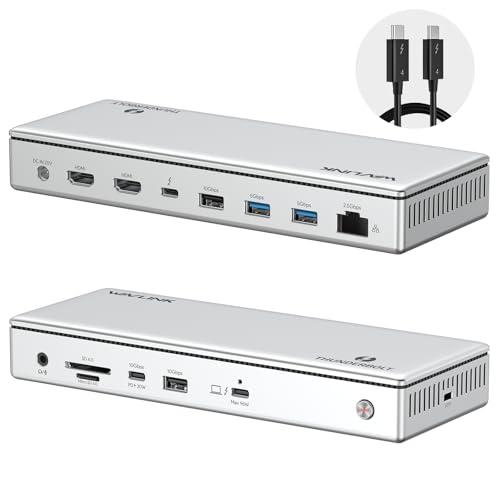 WAVLINK Thunderbolt 4 Hub with Dual HDMI 4K@60Hz,100W Charging, Thunderbolt Certified, 13-in-1 Thunderbolt 4 Dock Dual Monitor Single 8K Output for Windows or Mac, 4X USB, 2.5G Ethernet,SD/MicroSD