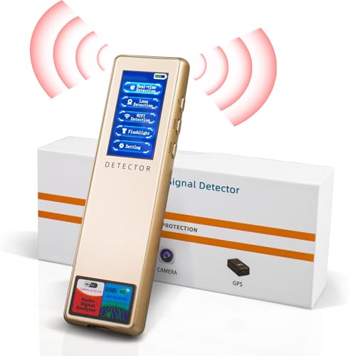 Hidden Bug Camera Detector,GPS Tracker RF Signal Scanner Listening Devices Finder Wireless for Travel,Car, Bathroom,Office, Hotel (Golden)