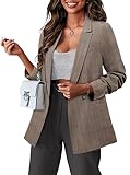 CRAZY GRID Women Business Casual Blazer Jacket Fashion Plus Size Blazer Ladies Buttons Work Professional Formal Office Suit Jacket Oversize 3XL Brown Plaid