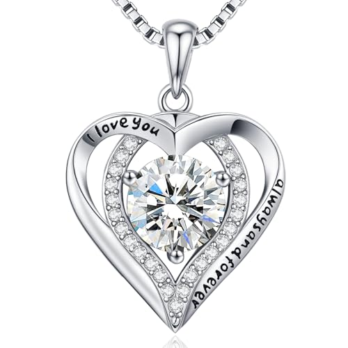 DOFRID Moissanite Necklace for Women, 1-3 Carat Heart Pendant Necklace, 925 Sterling Silver, Anniversary Present for Wife, Women, Birthday Gifts for Wife, Jewelry Gifts for Girlfriend, Mom
