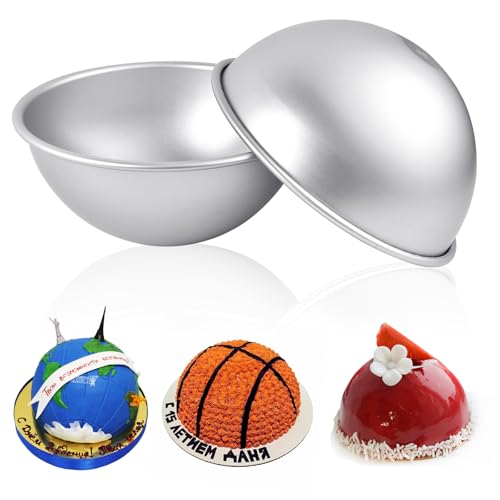 Milkary 2Pcs 8inch Dome Cake Pan, Aluminum Nonstick Hemisphere Pan, Round Cake Molds for Baking Sphere Cake Pan for Birthday Wedding Anniversary DIY Cakes Bakeware Tools